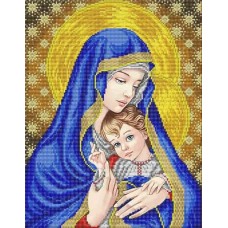 Богородица в синем ткань с нанесенным рисунком