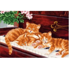 Котята на пианино (рис. на ткани 39х27)