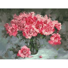 Розовые пионы живопись на холсте 30*40см
