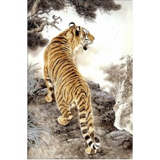 Тигр на скале Набор для выкладывания стразами 60х40 Алмазная живопись АЖ-4140