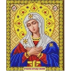 Богородица Умиление в золоте ткань с нанесенным рисунком