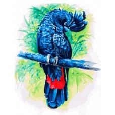 Синий попугай живопись на холсте 30*40см