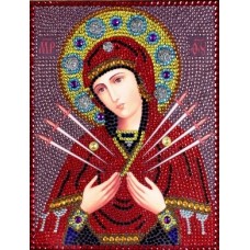 Богородица Семистрельная набор для выкладывания стразами 28х22 Преобрана 55
