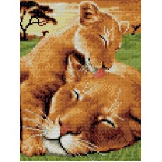 Заботливый львенок Рисунок на канве 16х21 Каролинка КК 00010