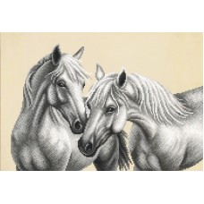 Белые лошади (рис. на ткани 39х27) 39х27 Магия канвы КС-063