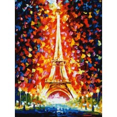 Париж - огни Эйфелевой башни живопись на картоне 30*40см