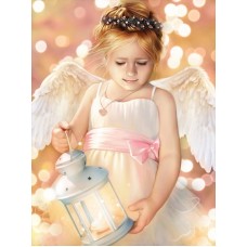 Ангел с фонариком Набор для выкладывания стразами 30х40 Алмазная живопись АЖ-1780
