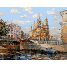 Вид со стороны Мойки на Спас-на-крови живопись на холсте 40*50см 40х50 Белоснежка 054-AB