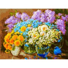 Весенние цветы живопись на холсте 30*40см