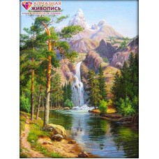 Горный водопад Набор для выкладывания стразами 30х40 Алмазная живопись АЖ-1347