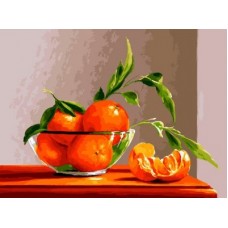 Натюрморт с апельсином живопись на холсте 30*40см