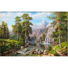 Пейзаж с водопадом Набор для выкладывания стразами 60х40 Алмазная живопись АЖ-1910