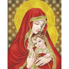 Богородица с младенцем в золоте ткань с нанесенным рисунком