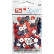 Серия Prym Love - Набор кнопок Color Snaps Mini с имитацией стежка, диаметр 9мм, Prym, 393603