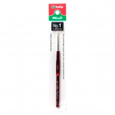 Крючок для вязания с ручкой MinD 1,6мм, сталь/пластик, золотистый/темно-красный, Tulip, TA-1042e