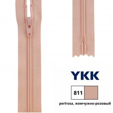 Застежка-молния витая тип 3 (4,15мм), неразъемная, длина 25см, YKK, 0561179/25 (811 жемчужно-розовый)