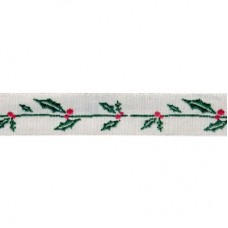Тесьма декоративная Рождественские веточки Пуансеттии, ширина 20мм, Acufactum,