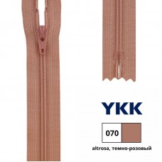 Застежка-молния витая тип 3 (4,15мм), неразъемная, длина 18см, YKK, 0561179/18 (070 темно-розовый)