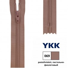 Застежка-молния витая тип 3 (4,15мм), неразъемная, длина 30см, YKK, 0561179/30 (069 пастельно-фиолетовый)