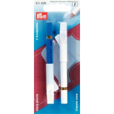 611626 Меловой карандаш со стирающей кисточкой, 11см, белый/синий, 2шт в блистере