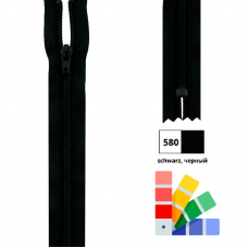Застежка-молния спиральная, неразмъемная, рейка 4мм , длина 30см, пластик, черный, Kleiber, 698-33