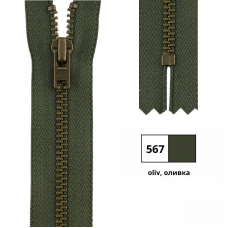 Застежка-молния тип 3 (4,50мм), неразъемная, длина 10см, YKK, 0643475/10 (567 оливка)