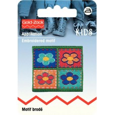 Термоаппликация- заплатка 4 цветка 38*38мм, прямоугольная 925210