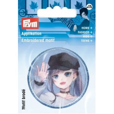 Термоаппликация, серия K-Pop Девочка в кепке, 100% полиэстер, серый/синий, Prym, 926082