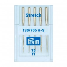 Иглы для швейных машин с плоской колбой 130/705 H-S, стрейч N 75, сталь, серебристый, Prym, 152330