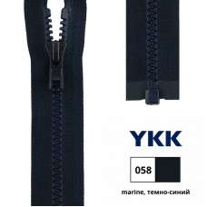 Застежка-молния тракторная тип 5 (5,7мм), разъемная, длина 60см, YKK, 4335956/60 (058 темно-синий)