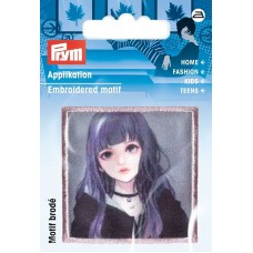 Термоаппликация, серия K-Pop Девочка с фиолетовыми волосами 50*50мм, 100% полиэстер, Prym, 926083