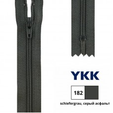 Застежка-молния витая тип 3 (4,15мм), неразъемная, длина 35см, YKK, 0561179/35 (182 асфальтно-серый)