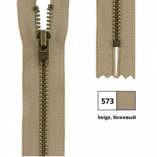 Застежка-молния тип 3 (4,50мм), неразъемная, длина 12см, YKK, 0643475/12 (573 бежевый)