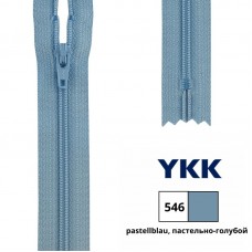 Застежка-молния витая тип 3 (4,15мм), неразъемная, длина 35см, YKK, 0561179/35 (546 пастельно-голубой)