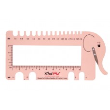 Линейка Слон для измерения размера спиц с резаком для нити, KnitPro, 10994