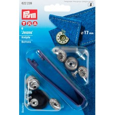 622239 Джинсовые кнопки пластик/латунь, нержавеющие, 17мм, состаренной латуни, 6шт в блистере