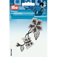 Термоаппликация самоклеющаяся/ приутюживающаяся Цветы черный цв. 926534