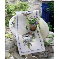 Набор для вышивания Anchor: дорожка Bird & Blue Flowers Runner 28*80см, MEZ Венгрия, 9240000-03103
