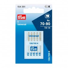 Иглы для швейных машин с плоской колбой 130/705 H, универсальные N 70-90, сталь, Prym, 154391