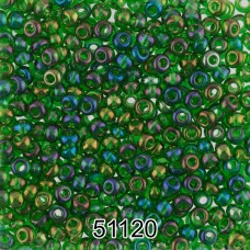 Бисер Чехия круглый 1   10/0   2.3 мм  500 г 51120 (Ф059) зеленый/меланж