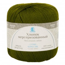 Пряжа Камтекс КТ Хлопок мерсериз 100\% хлопок 10 шт. х 50 г 200 м 038 оливковый