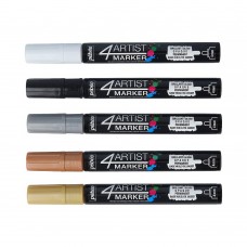 PEBEO   Набор маркеров художественных 4Artist Marker на масляной основе   4 мм   5 цв.  перо круглое 580892 металлик