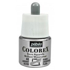 Краска акварель PEBEO   акварельные чернила металлик Colorex   45 мл 342-048 под серебро