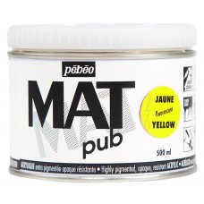 Краска акриловая PEBEO   экстра матовая Mat Pub N3   500 мл 257026 желтый флуоресцентный
