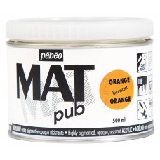 Краска акриловая PEBEO   экстра матовая Mat Pub N3   500 мл 257027 оранжевый флуоресцентный