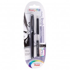 Pentel   Ручка-кисть Brush Pen для каллиграфии, 2 картриджа в блистере   25.5 г XGFKP/FP10 черные пигментные чернила