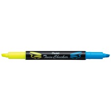 Pentel   Текстовыделители двухцветные Twin Checker   3.5 мм   перо скошенное   12 шт. SLW8-GS желтый-голубой