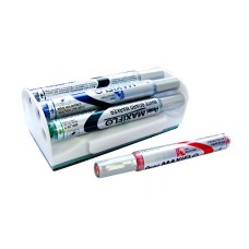 Pentel   Набор маркеров для белых досок Maxiflo 4 цвета /упак.+ магнит.губка   4 мм   пулевидный MWL5S-4N черный,красный,синий,зелёный
