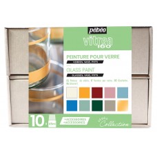 PEBEO   Набор красок Vitrea 160 Коллекция по стеклу под обжиг с аксессуарами   10 цв. х  45 мл 758462 N2
