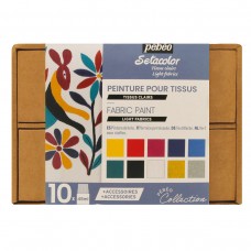 PEBEO   Набор красок Setacolor Light Fabrics Коллекция для светлых тканей с аксессуарами   10 цв. х  45 мл 758483